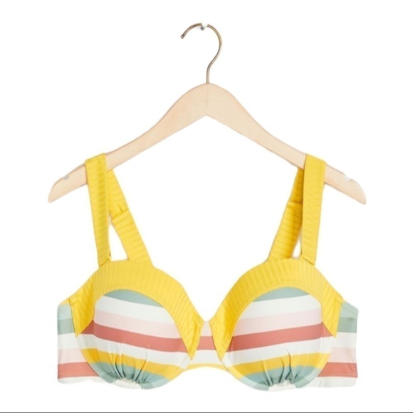 NWT Addition Ellle Yellow stripe Bikini Top in Primrose    Yellow - Picture 1 of 6